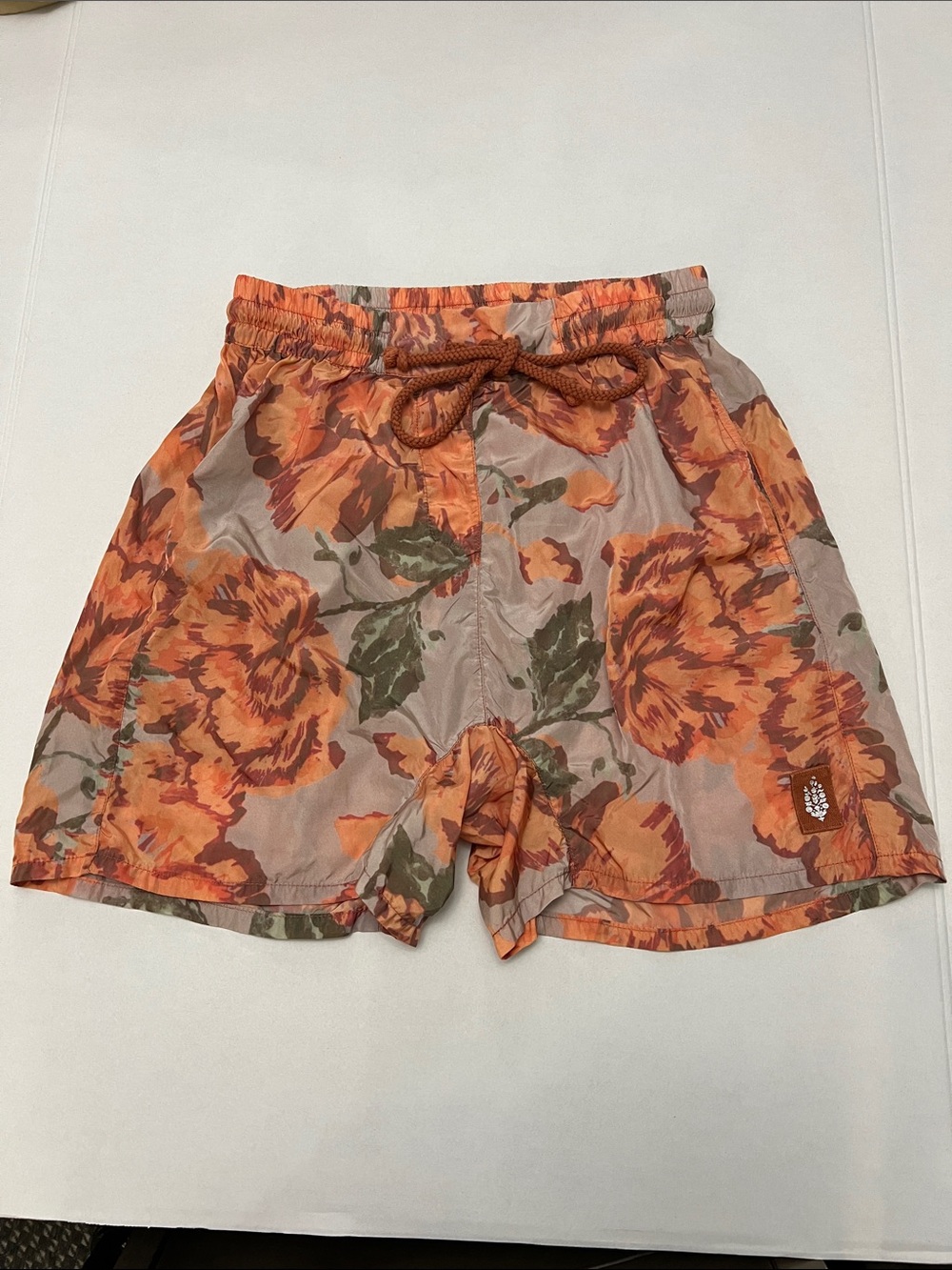 FREE PEOPLE MOVEMENT SWITCHBACK FLORAL 5” SHORTS DRAWSTRING SIZE SMALL
